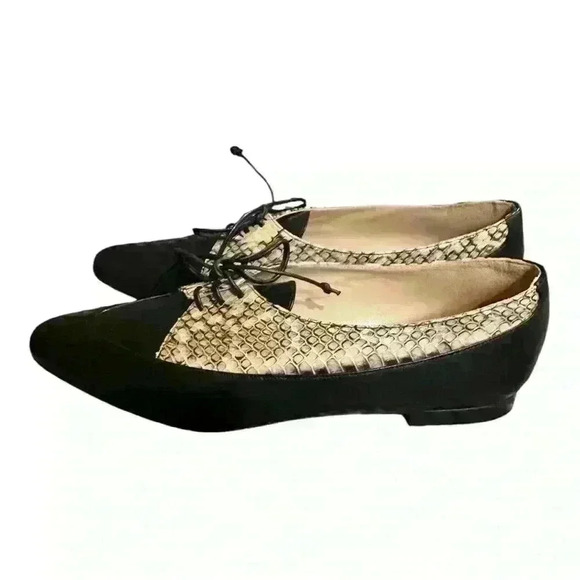 Lafayette 148 New York Leather Oxfords w/ Snakeskin Detail – EU 37.5 (US ~7) - Picture 4 of 8